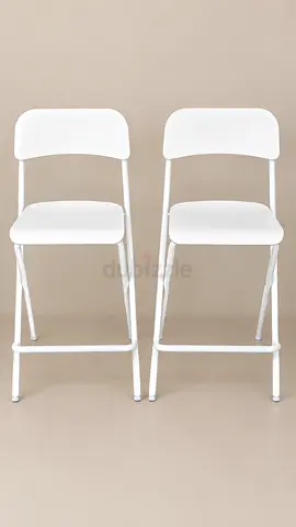Pair of white folding bar stools — simple, sturdy, good condition