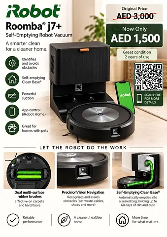iRobot Roomba i7+ (Self-Emptying) - 2 Years Used, Good Condition