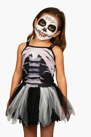 UNUSED Girls Halloween Costume Skeleton Tutu Dress - Size 11-12 Years