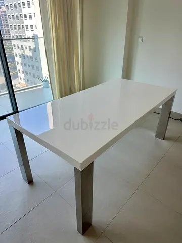 Modern High-Gloss White Dining Table - 180 cm