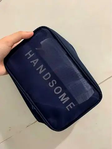 Handsome navy travel toiletry / dopp kit pouch - small