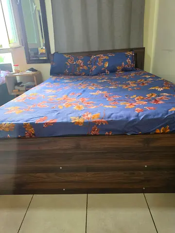 Urgent - Wooden Queen Bed Frame with Headboard and Mattress - Good Condition, used for only 2 months