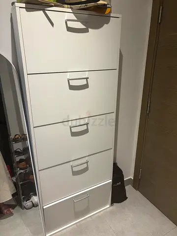 Slim white shoe cabinet