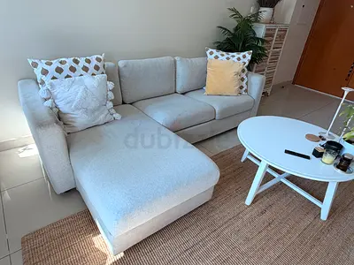 Cream Corner Sofa with Storage