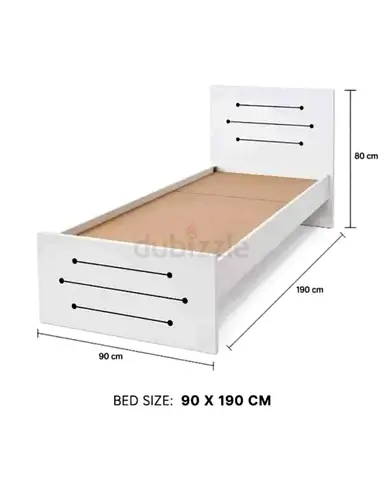 Single Bed Frame 90x190 cm - White Wooden Bed