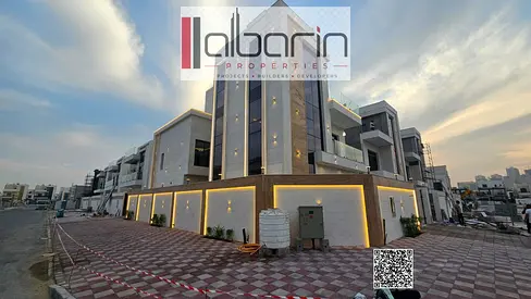 فيلا للبيع في عجمان زاوية شارعين 5 غرف ماستر تصميم مودرن شامل رسوم التسجيل