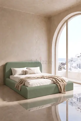 Light green king size thick bed