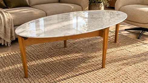 West Elm Coffee Table With Marble Top
