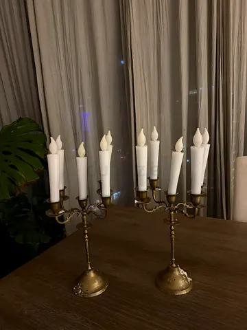Pair of vintage brass candelabra candle holders