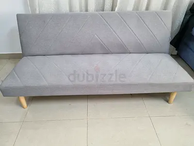Compact grey fabric Sofa cum Bed / futon - good condition