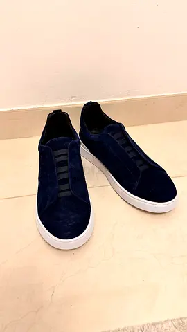 Elegant Navy Blue Suede Sneakers | Italian Style | Size 44