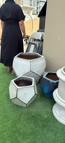 Set of Decorative Geometric Planters - 3 Pieces