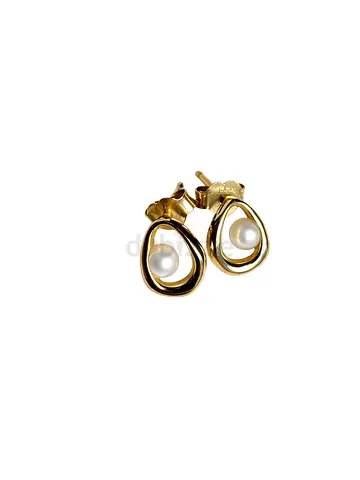 Pandora Gold Pearl Teardrop Stud Earrings – Excellent Condition (Dubai)