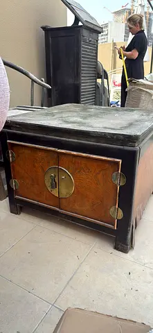 For renovation Solid Wood Asian-style Low Cabinet / Coffee Table with Brass Hardware