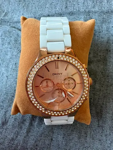 Rose Gold & White Ceramic Women's Chronograph Watch