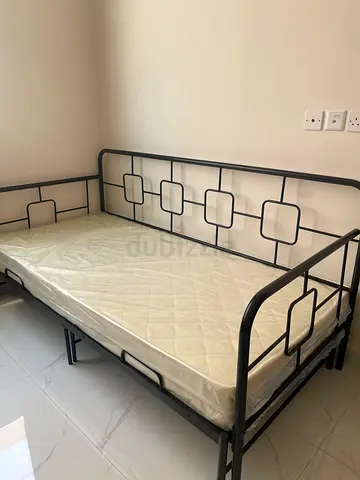 Black Metal Daybed with Trundle and Mattress - Good Condition