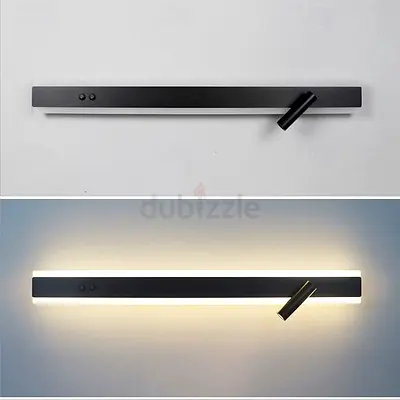Modern LED Wall Light with Adjustable Reading Lamp - Black & Silver