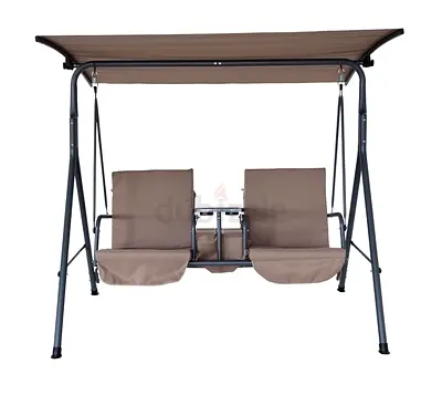 Outdoor 2-Seater Garden Swing with Canopy - Beige