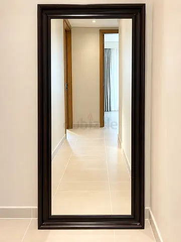 Full-Length Mirror with Dark Brown Wooden Frame