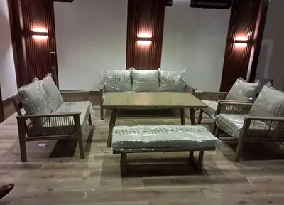 Wooden 6-piece Living Room Sofa Set with Coffee Table - Like New