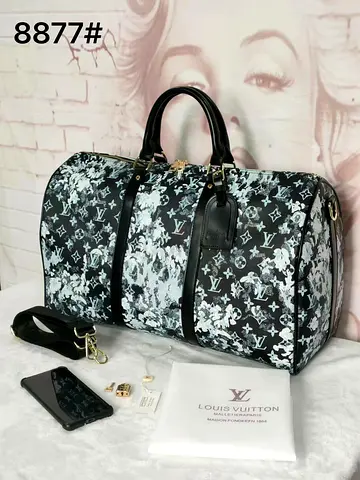 Designer-style Floral Monogram Duffel Bag with Shoulder Strap