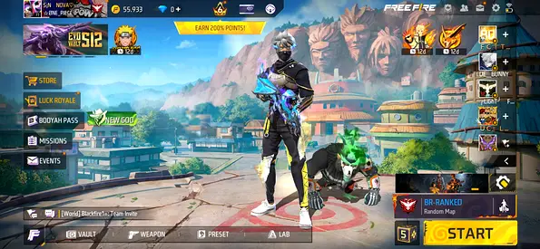 Free Fire account with skins and ranked progress (ready to play)