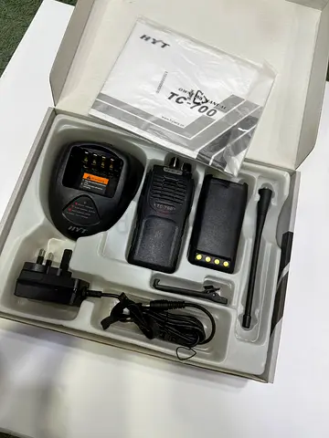 Pair of HYT TC-700 Walkie Talkies with Charger and Accessories
