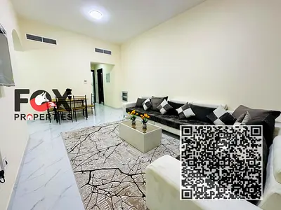 شقة فاخرة غرفة وصالة للإيجار الشهري في الراشدية 3 (عجمان) – فرش جديد بالكامل، بلكونة، وشامل جميع الفواتير والإنترنت والصيانة بجوار جراند مول!  استمتع