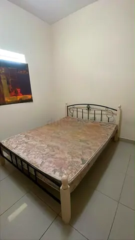 Metal and Wood Double Bed Frame with Mattress - Good Condition