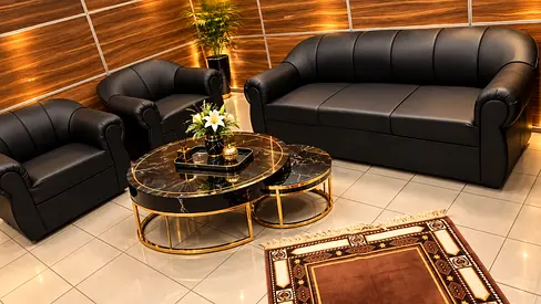 Brand New Luxury Black PVC Leather Sofa Set 3+1+1 – Only AED 599