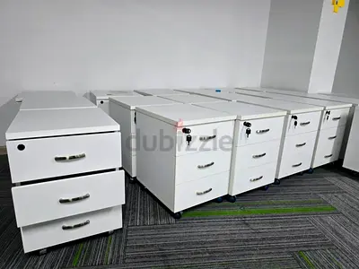 White 3-Drawer Mobile Pedestals - Office Storage (Lot)