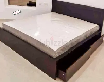 IKEA Malam king size 180×200cm bed frame with IKEA mattress and 2 big storage drawers underneath is