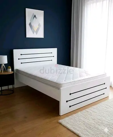 White double Frames with mattress — modern simple design