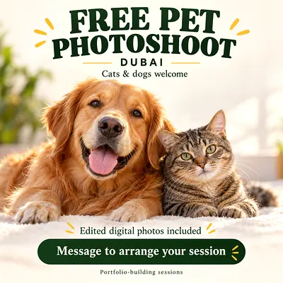 Free Pet Photoshoot in Dubai – Cats & Dogs Welcome