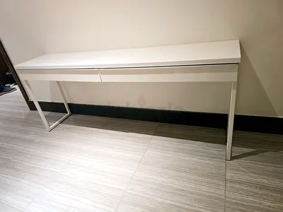 Slim white console table with drawer - like new