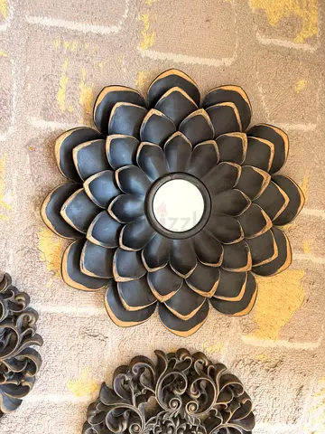 Set of 3 Decorative Wall Mirrors with Floral Metal Frames