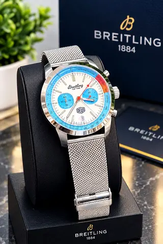 Breitling Chronograph with Mesh Bracelet Master Quality Watch