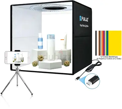 PULUZ Photo Studio Box, 40cm Folding Lightbox LED Ring Light Portable Photo Studio Photography Shoot