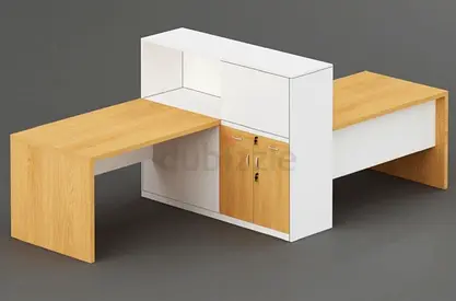 Office reception desk with storage partition — Custom Made