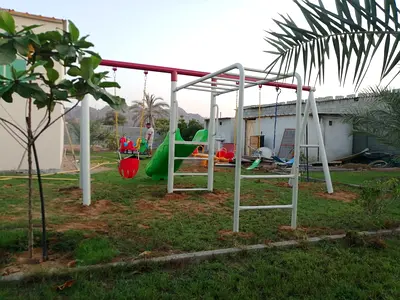 Monkey bars slide n swinger playset with glider