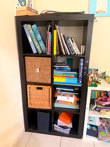 IKEA Kallax-style 8-cube Storage Shelves - Dark Brown, good condition