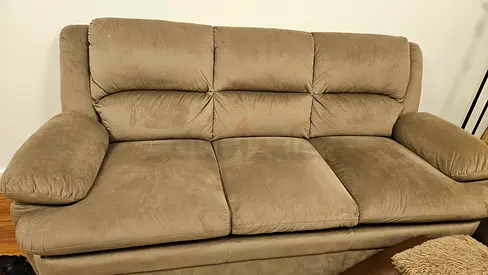 PAN Emirates 3 Seater Fabric Sofa Set in Excellent Condition - Neutral Grey/beige/brown