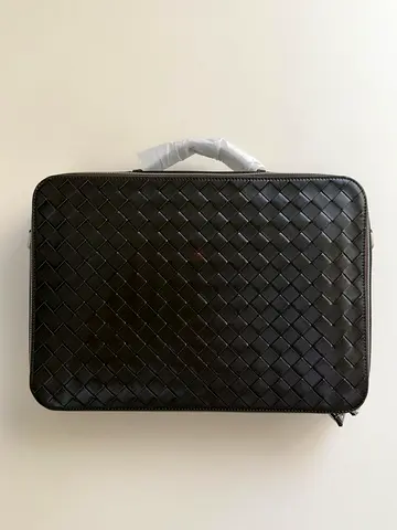 Black woven leather briefcase / laptop case - excellent condition