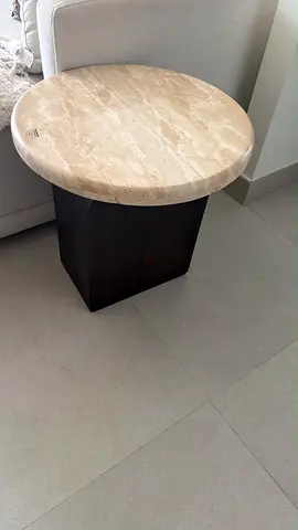 Round Marble Top Side Table with Dark Wood Base - Home Centre - never used