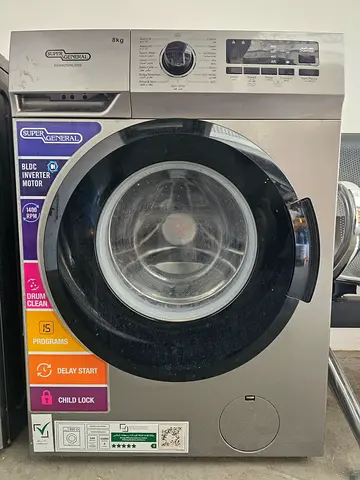 8kg Front Load Washing Machine - Silver, Good Working Condition