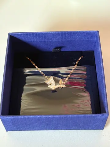 Real Swarovski Idyllia Lillia Rose Gold Necklace with authenticity card and original box