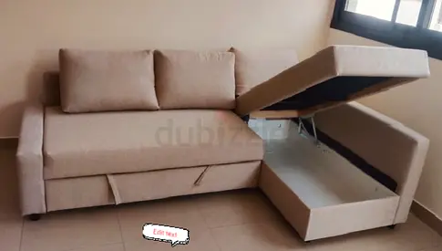 IKEA L Shape Sofa cum bed with big storage and you can fix the storage left or right anyside you wan