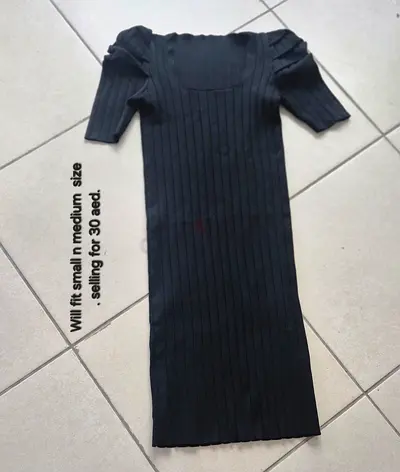 Black Ribbed Midaxi Dress - Fits Small to Medium