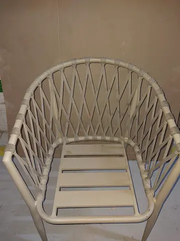 Beige Woven Rope Outdoor/Indoor Accent Chair - Good Condition. 24 pcs