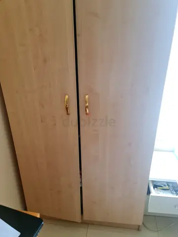 Light Wood-Effect 2-Door Wardrobe – Bedroom Clothes Storage Cabinet